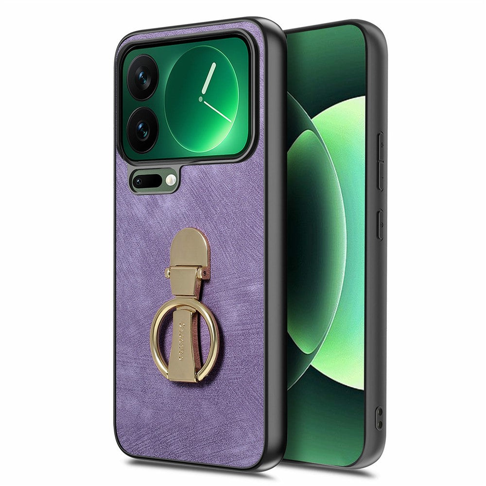 CASENEO D22 For Xiaomi 17 Pro Max Case Folding Kickstand Retro Leather Back Phone Cover - Purple