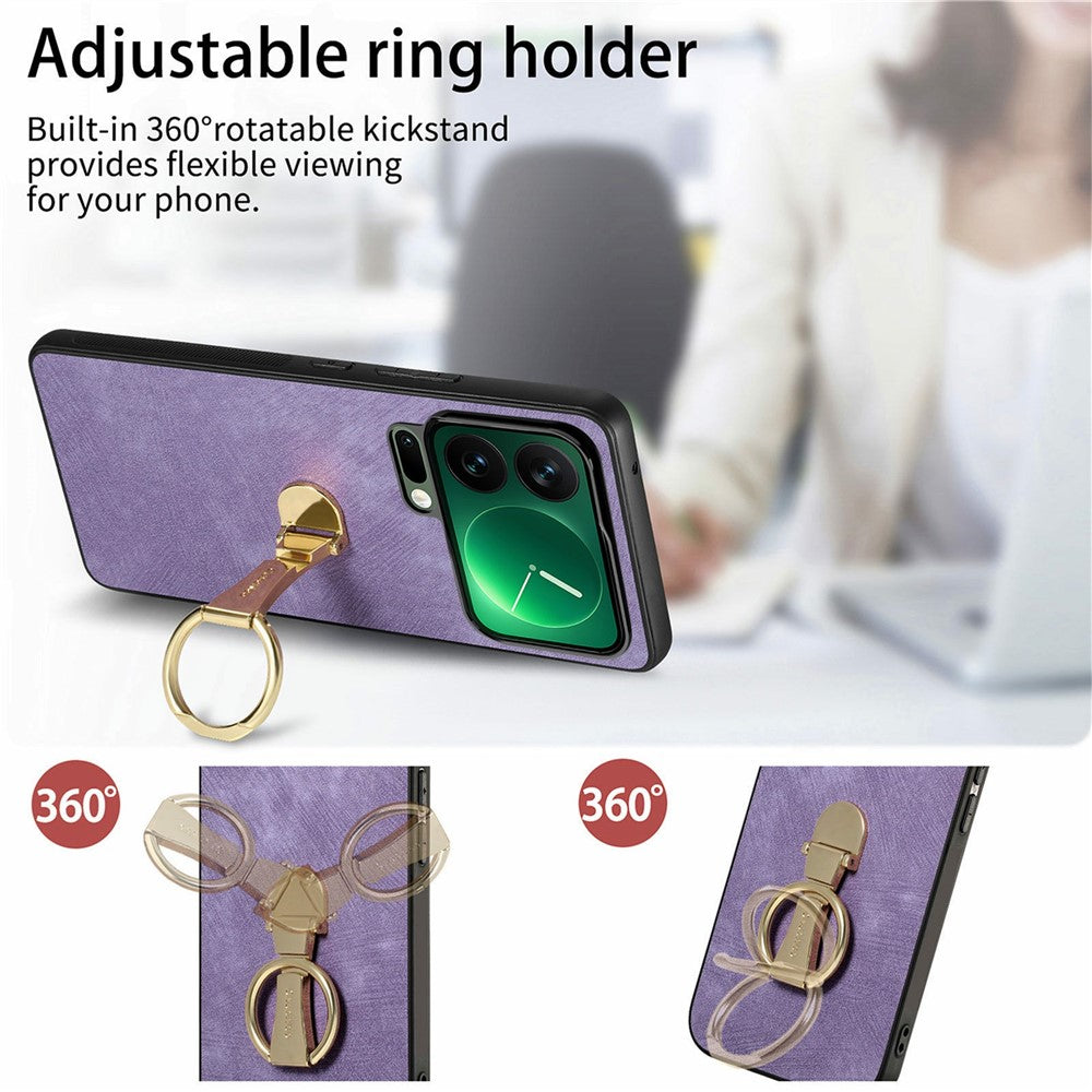 CASENEO D22 For Xiaomi 17 Pro Max Case Folding Kickstand Retro Leather Back Phone Cover - Purple