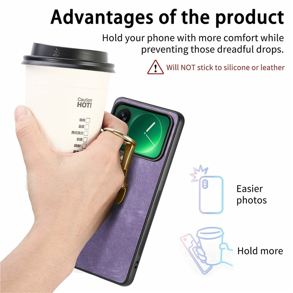 CASENEO D22 For Xiaomi 17 Pro Max Case Folding Kickstand Retro Leather Back Phone Cover - Purple