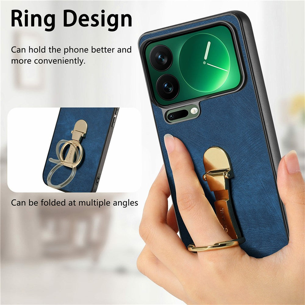 CASENEO D22 For Xiaomi 17 Pro Max Case Folding Kickstand Retro Leather Back Phone Cover - Blue