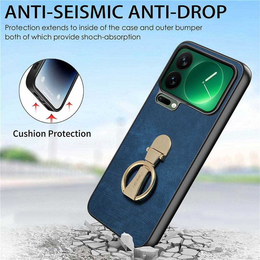 CASENEO D22 For Xiaomi 17 Pro Max Case Folding Kickstand Retro Leather Back Phone Cover - Blue