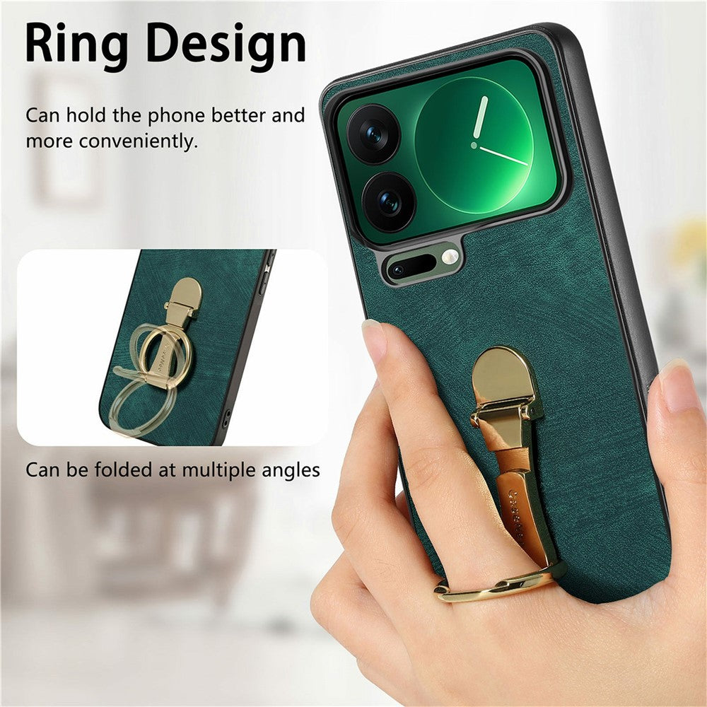 CASENEO D22 For Xiaomi 17 Pro Max Case Folding Kickstand Retro Leather Back Phone Cover - Green