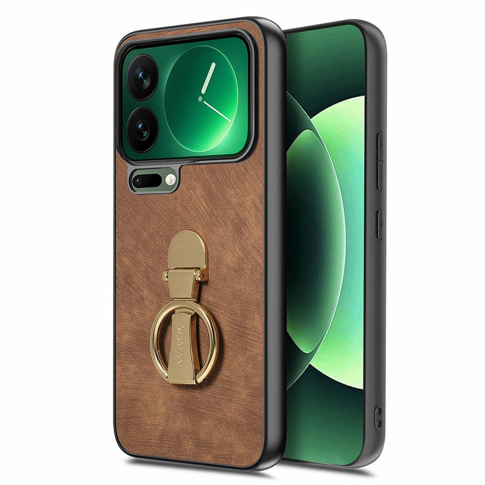 CASENEO D22 For Xiaomi 17 Pro Max Case Folding Kickstand Retro Leather Back Phone Cover - Brown
