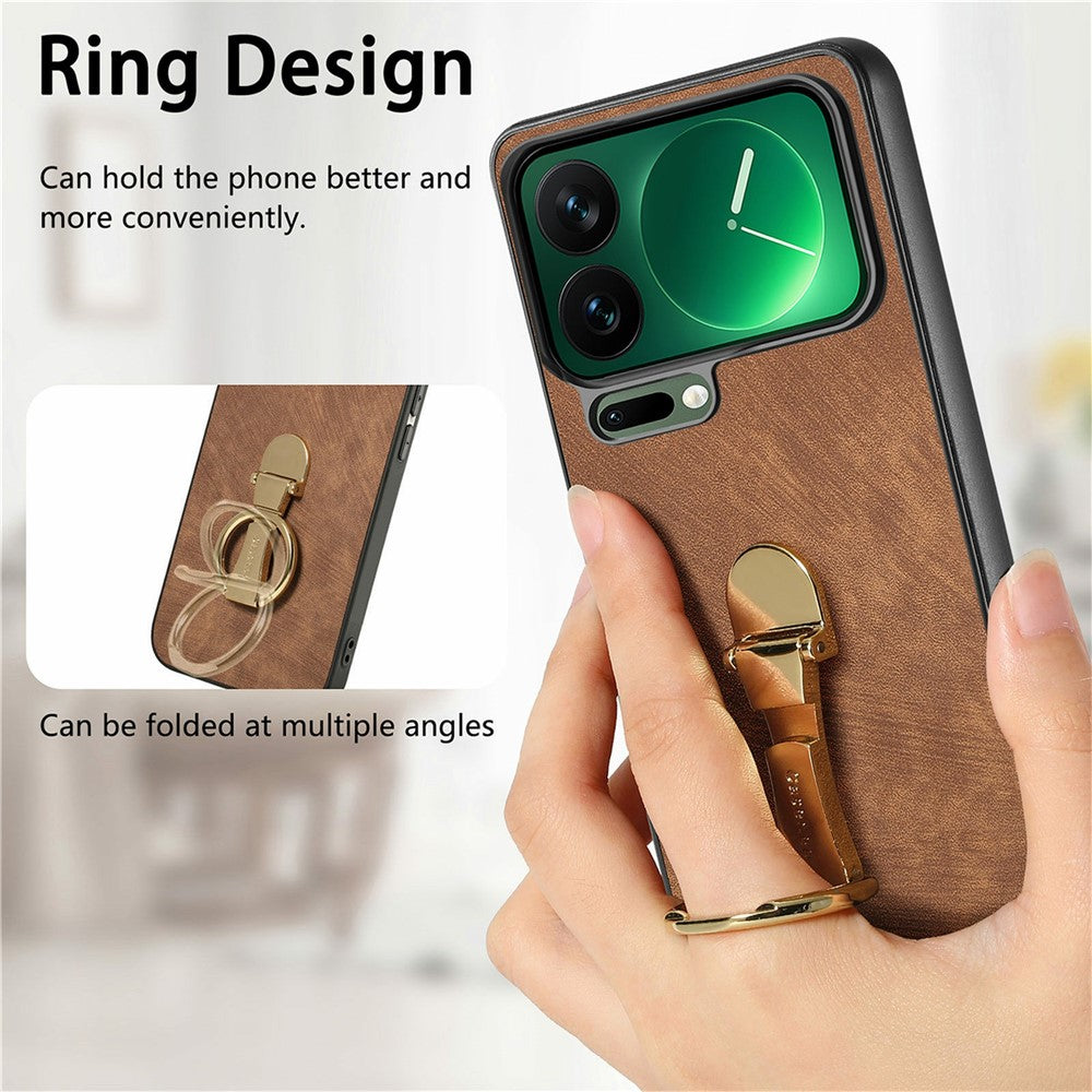 CASENEO D22 For Xiaomi 17 Pro Max Case Folding Kickstand Retro Leather Back Phone Cover - Brown