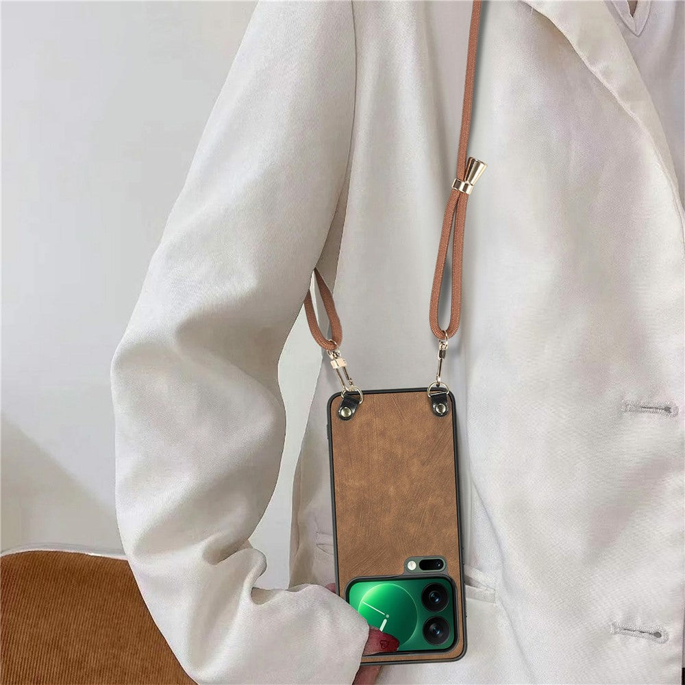 For Xiaomi 17 Pro Max Retro Leather Phone Back Cover with Adjustable Strap - Green