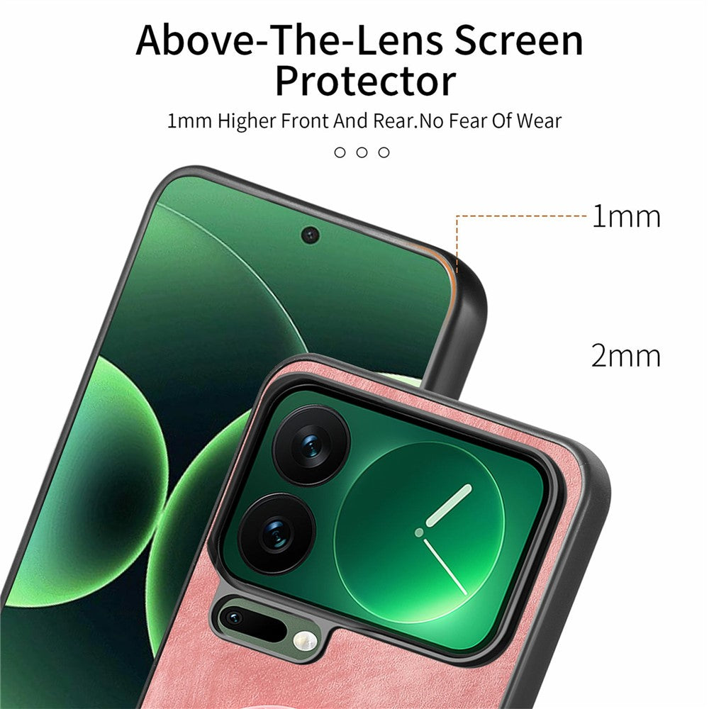 For Xiaomi 17 Pro Max Phone Case with Rotating Kickstand Stress Relief Retro Leather Back Cover - Green