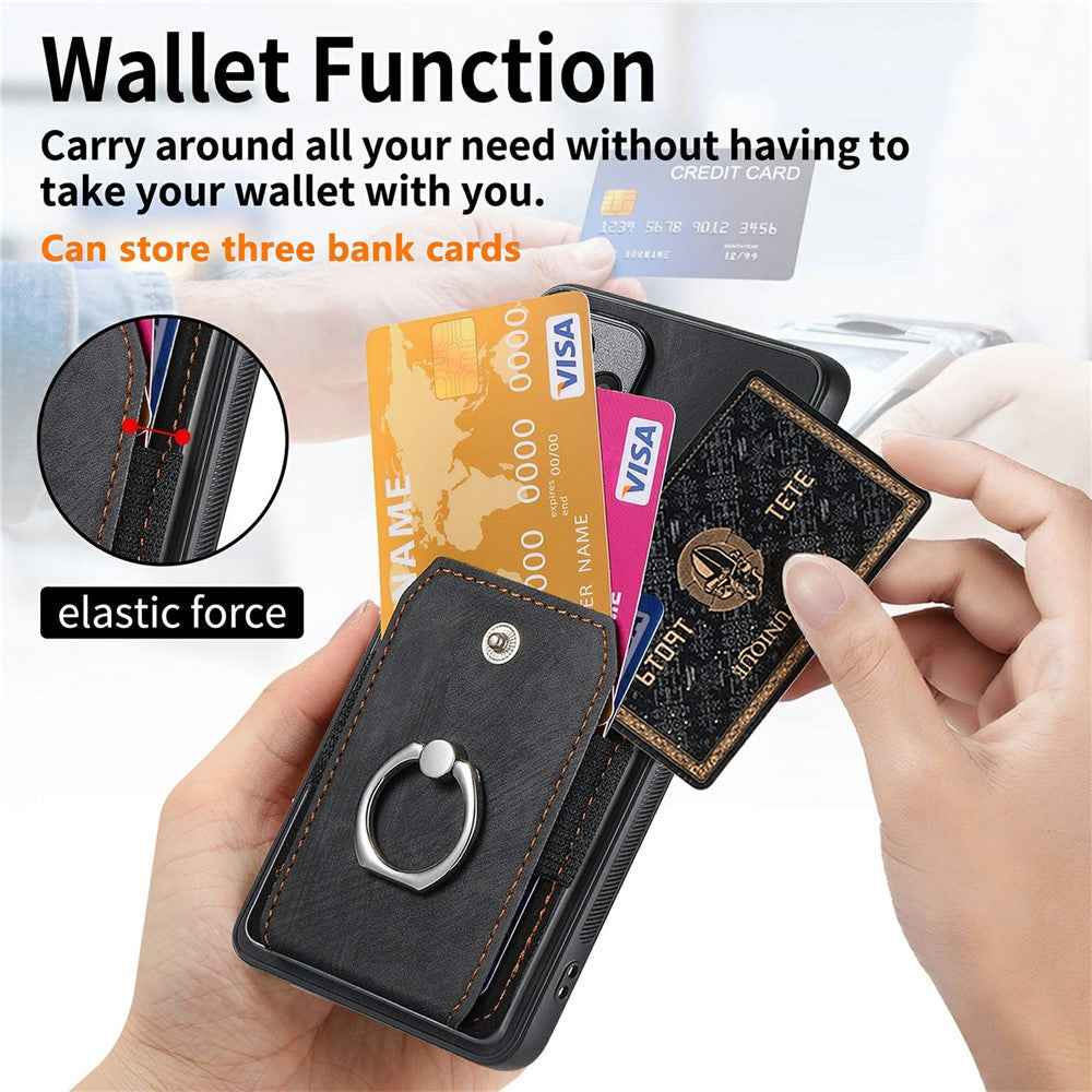 For Xiaomi 17 Pro Case Kickstand Leather + TPU Non-Slip Protective Cover with Card Slots - Black