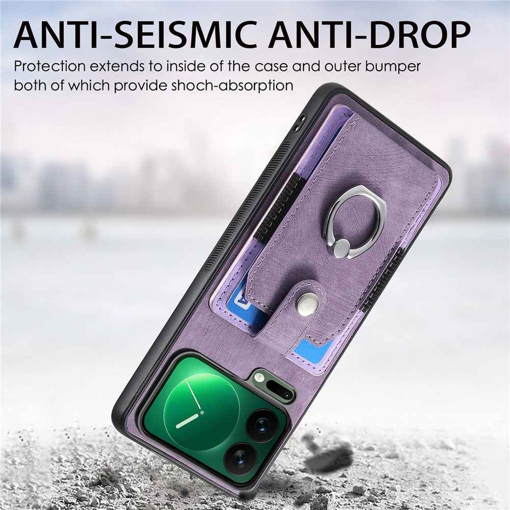 For Xiaomi 17 Pro Case Kickstand Leather + TPU Non-Slip Protective Cover with Card Slots - Purple