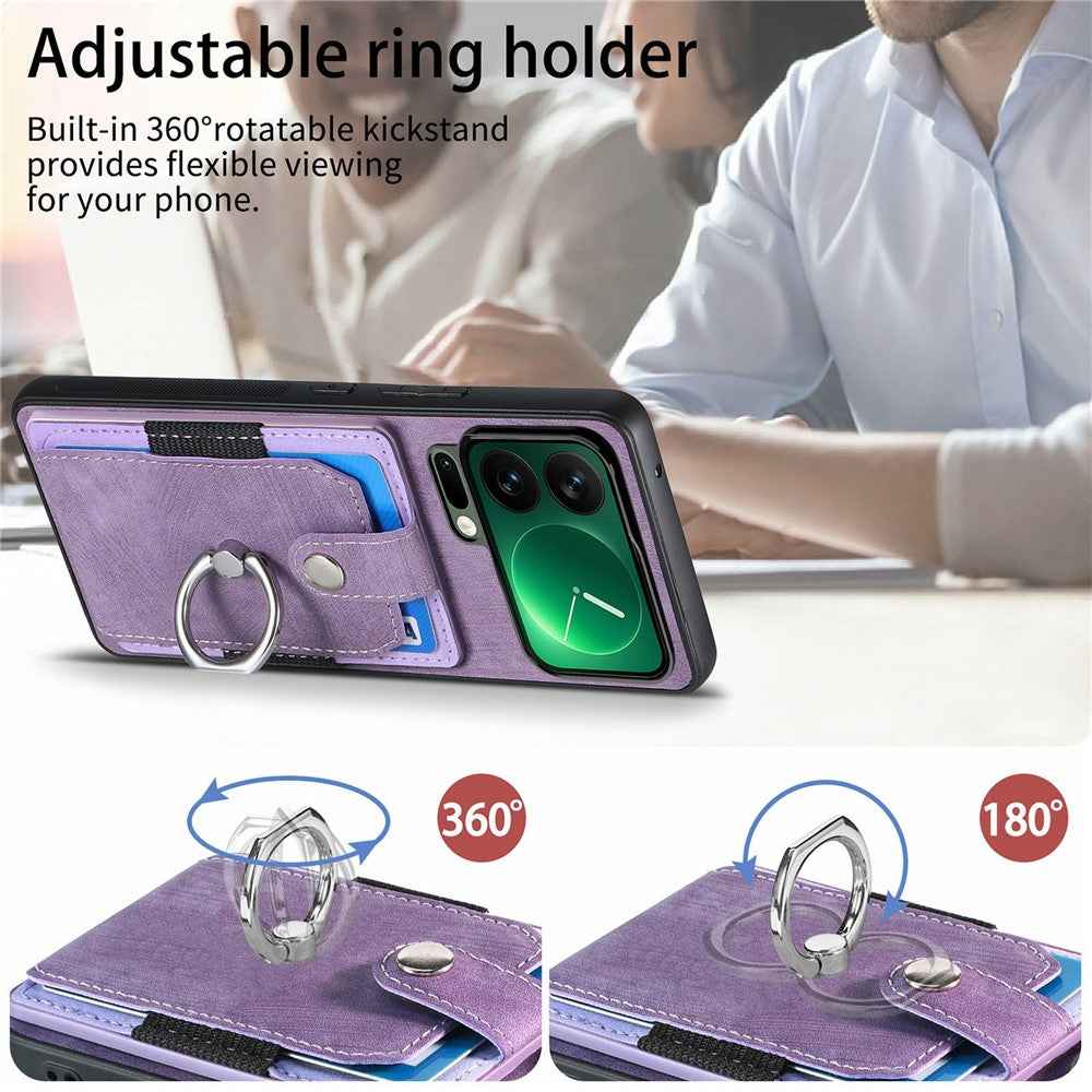 For Xiaomi 17 Pro Case Kickstand Leather + TPU Non-Slip Protective Cover with Card Slots - Purple