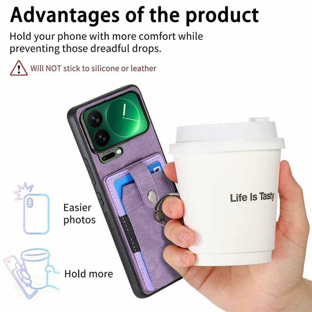 For Xiaomi 17 Pro Case Kickstand Leather + TPU Non-Slip Protective Cover with Card Slots - Purple