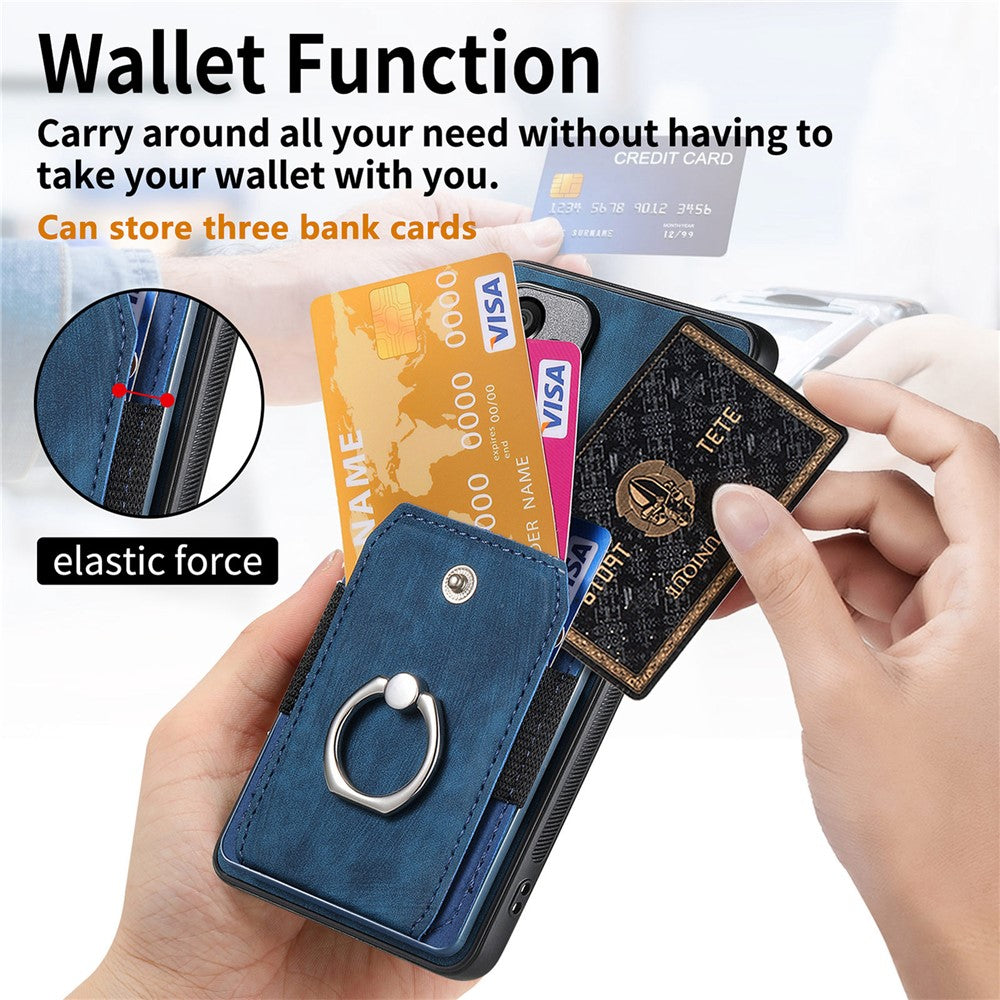 For Xiaomi 17 Pro Max Case Kickstand Leather + TPU Non-Slip Protective Cover with Card Slots - Blue