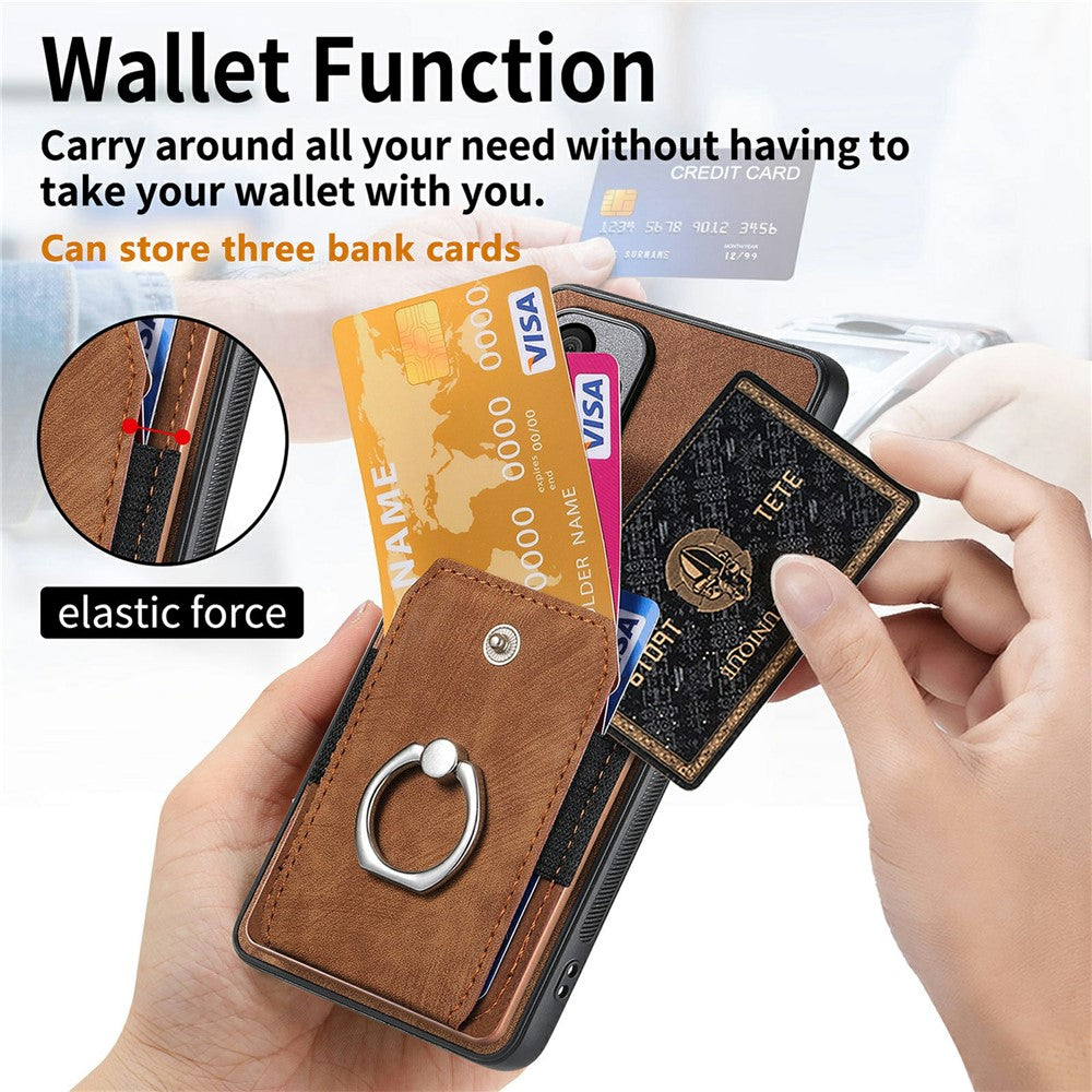 For Xiaomi 17 Pro Max Case Kickstand Leather + TPU Non-Slip Protective Cover with Card Slots - Brown