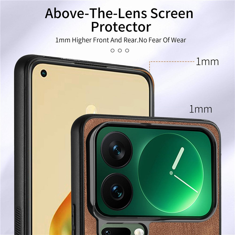 For Xiaomi 17 Pro Max Case Kickstand Leather + TPU Non-Slip Protective Cover with Card Slots - Brown