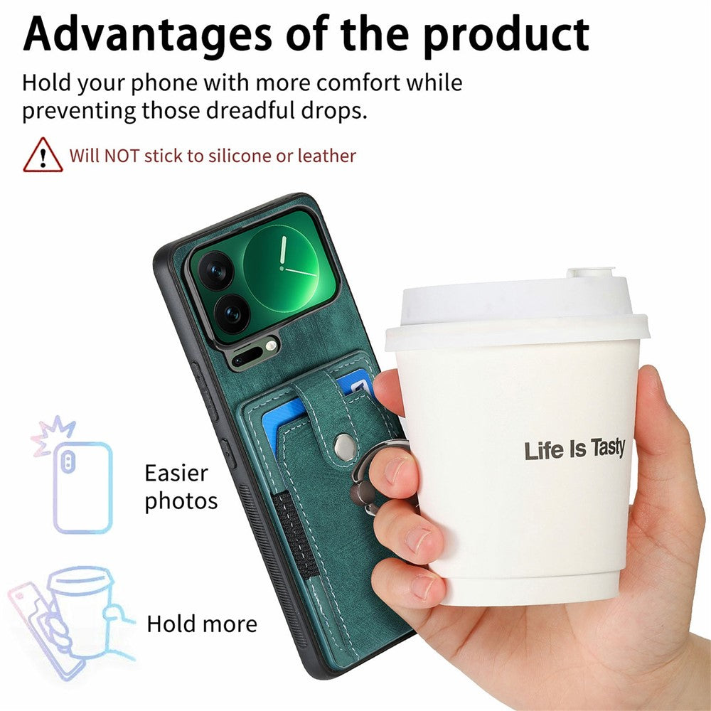 For Xiaomi 17 Pro Max Case Kickstand Leather + TPU Non-Slip Protective Cover with Card Slots - Green