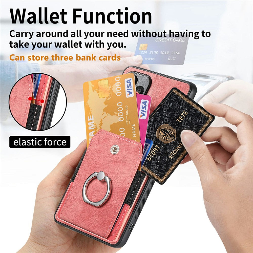 For Xiaomi 17 Pro Max Case Kickstand Leather + TPU Non-Slip Protective Cover with Card Slots - Pink