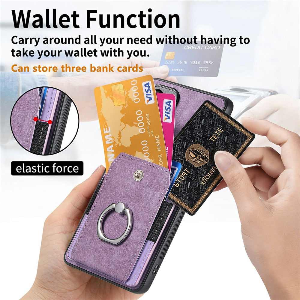 For Xiaomi 17 Pro Max Case Kickstand Leather + TPU Non-Slip Protective Cover with Card Slots - Purple