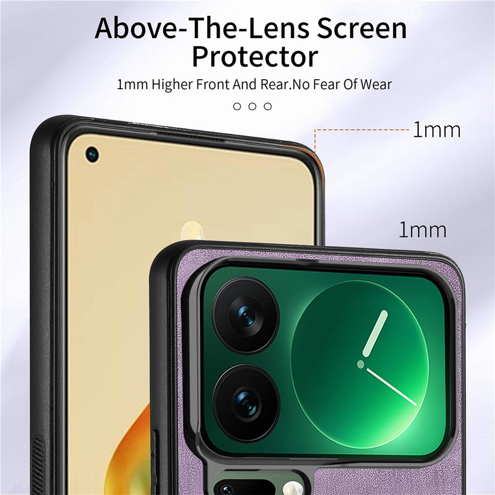 For Xiaomi 17 Pro Max Case Kickstand Leather + TPU Non-Slip Protective Cover with Card Slots - Purple
