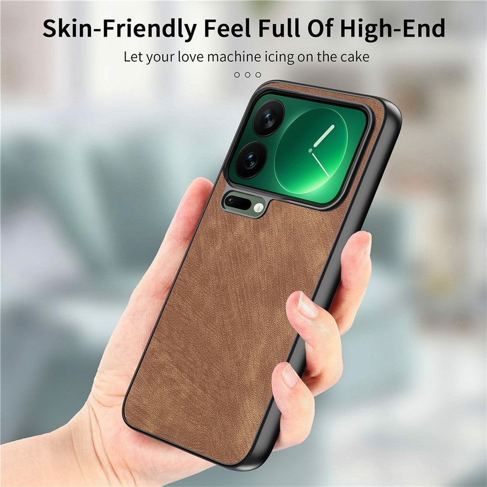 For Xiaomi 17 Pro Max Case Shockproof Slim Retro Leather Phone Back Cover - Brown