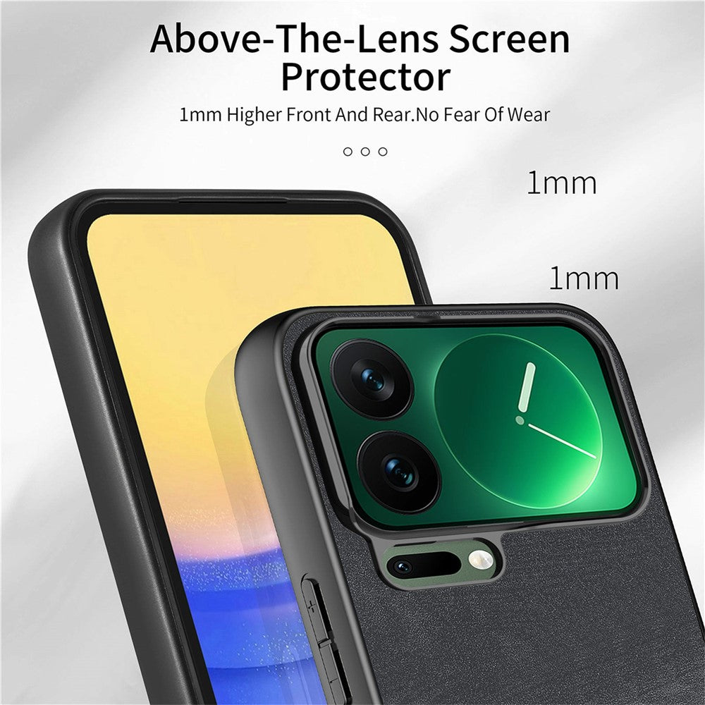 For Xiaomi 17 Pro Max Case Shockproof Slim Retro Leather Phone Back Cover - Black