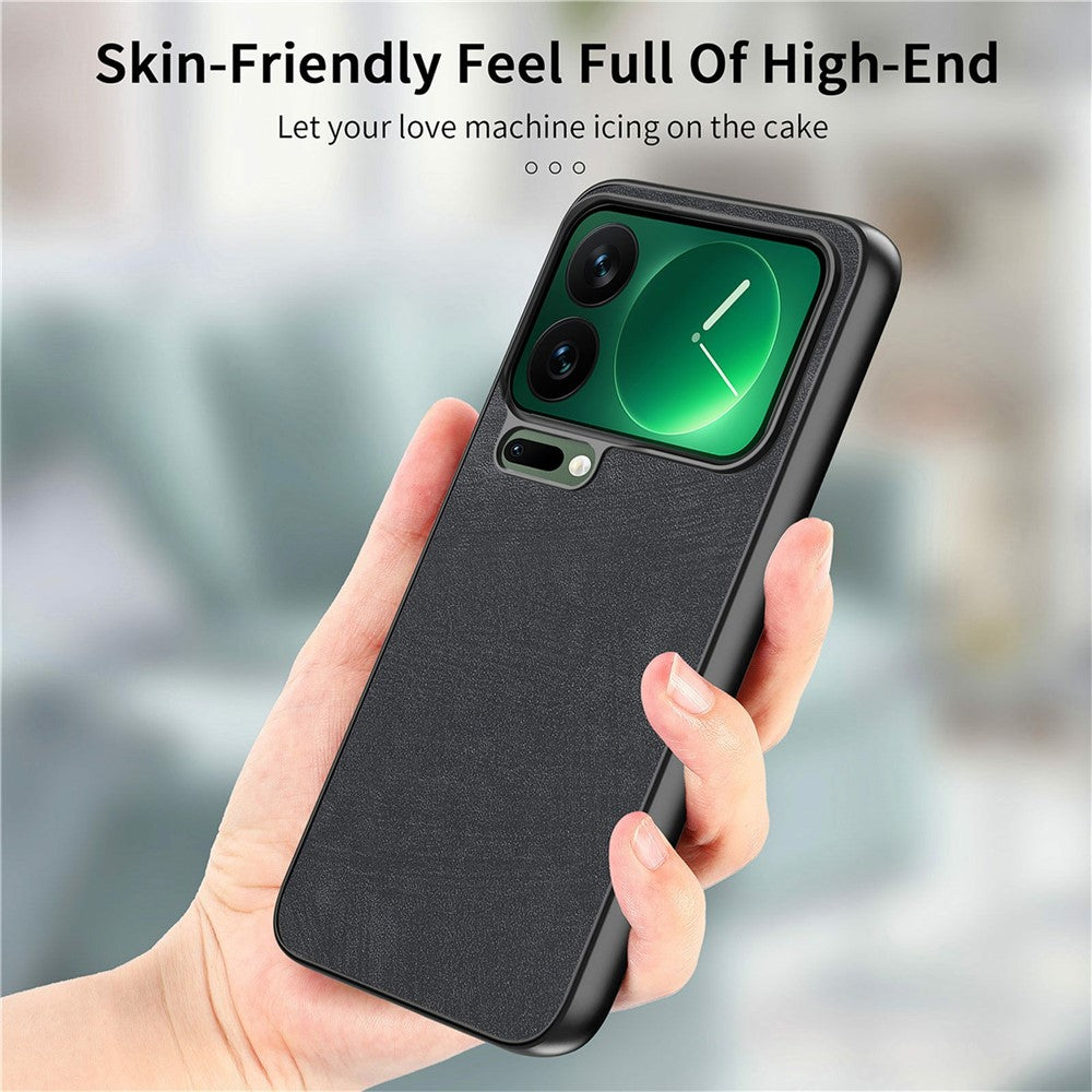 For Xiaomi 17 Pro Max Case Shockproof Slim Retro Leather Phone Back Cover - Black
