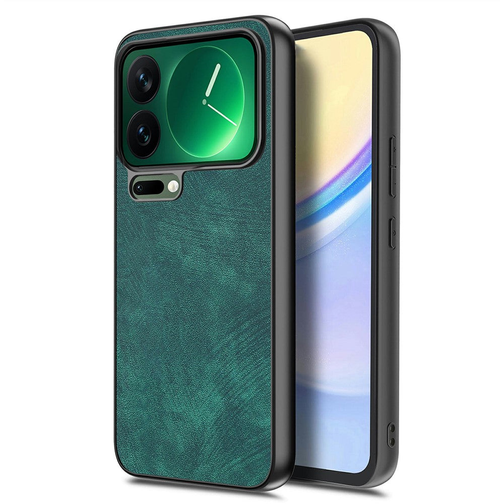 For Xiaomi 17 Pro Max Case Shockproof Slim Retro Leather Phone Back Cover - Green