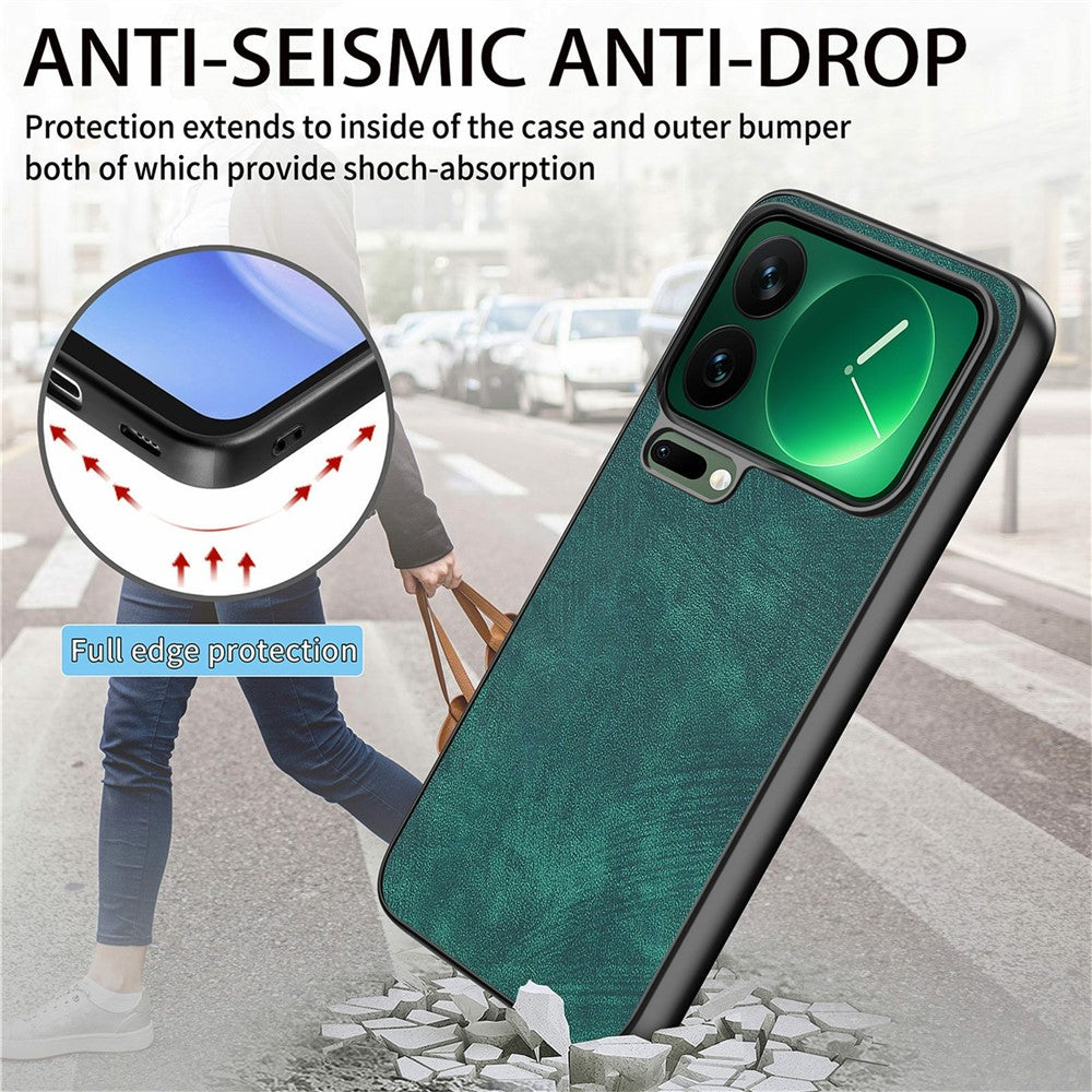 For Xiaomi 17 Pro Max Case Shockproof Slim Retro Leather Phone Back Cover - Green