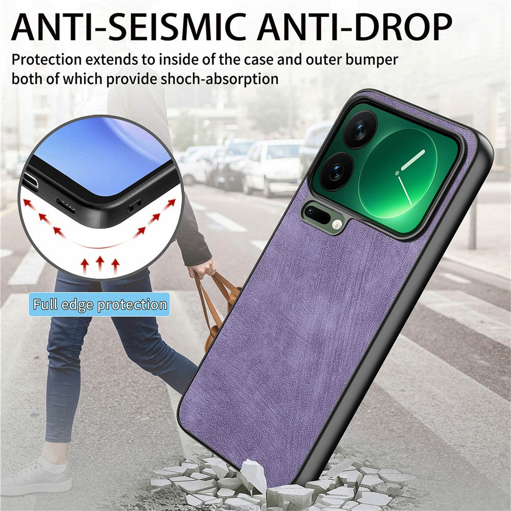 For Xiaomi 17 Pro Max Case Shockproof Slim Retro Leather Phone Back Cover - Purple