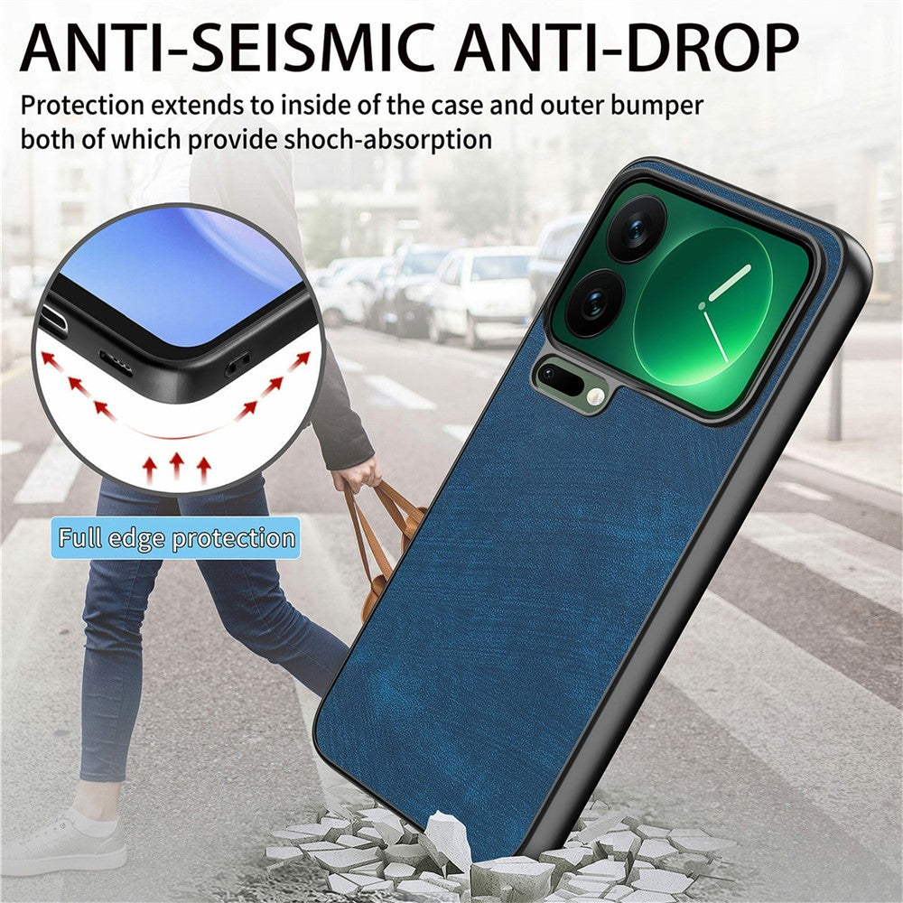 For Xiaomi 17 Pro Max Case Shockproof Slim Retro Leather Phone Back Cover - Blue