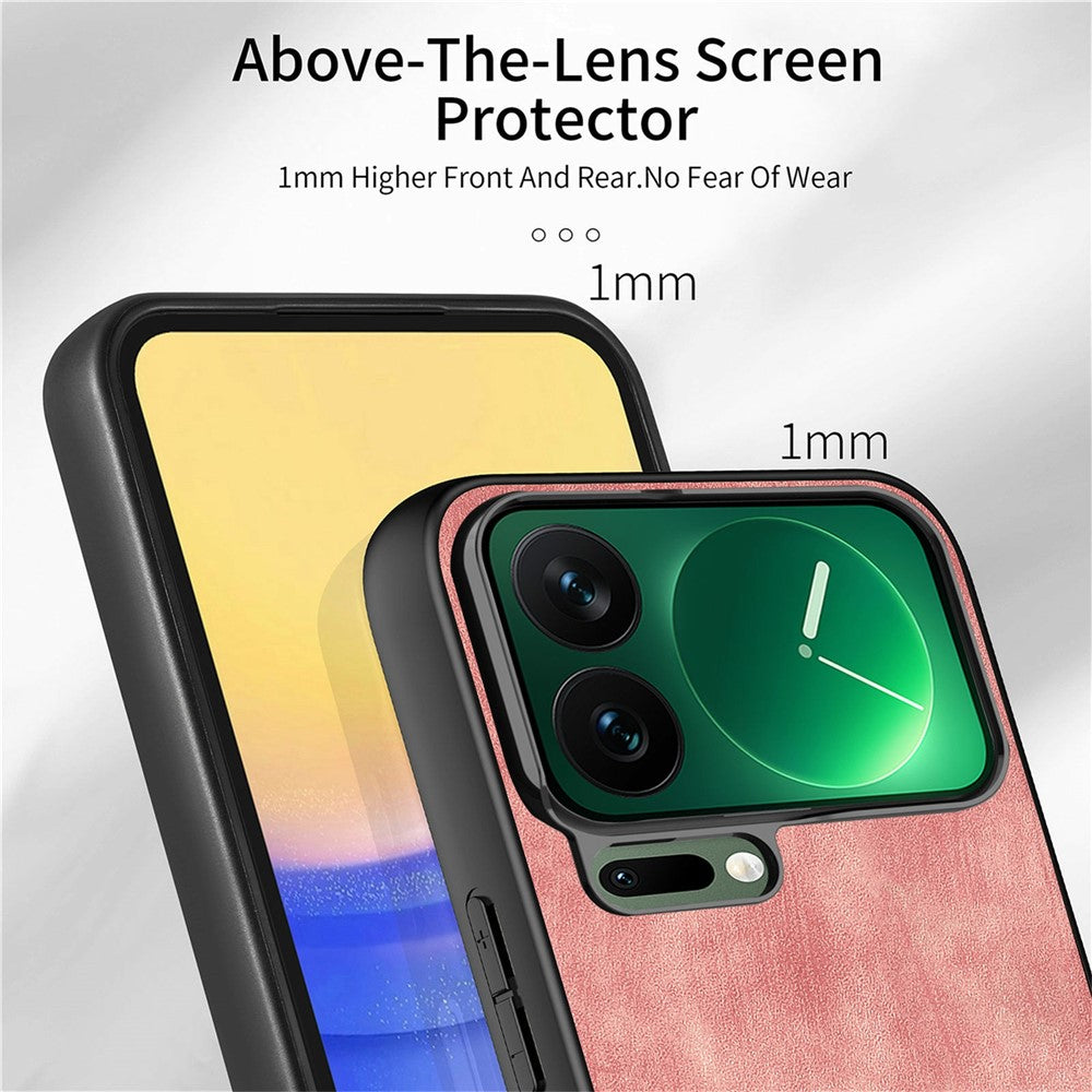 For Xiaomi 17 Pro Max Case Shockproof Slim Retro Leather Phone Back Cover - Pink