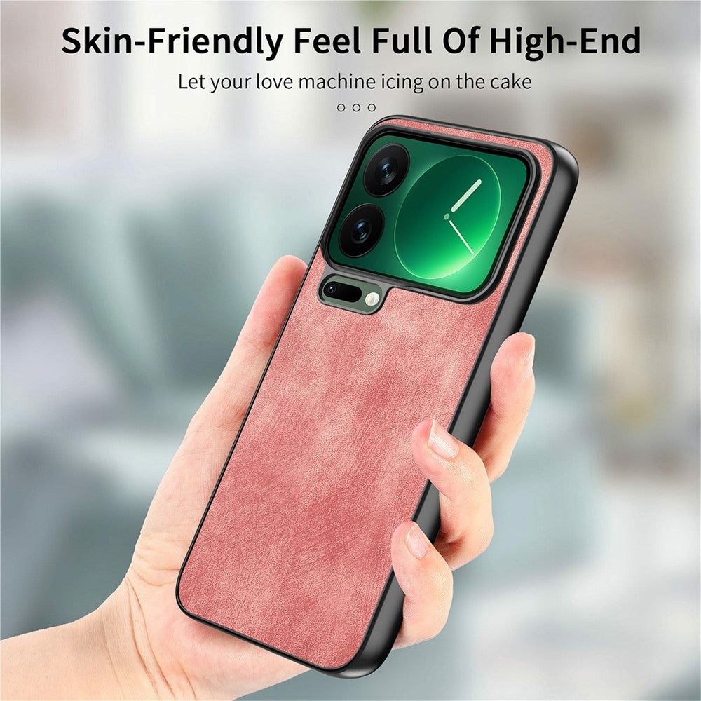 For Xiaomi 17 Pro Max Case Shockproof Slim Retro Leather Phone Back Cover - Pink