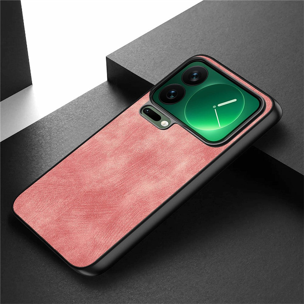 For Xiaomi 17 Pro Max Case Shockproof Slim Retro Leather Phone Back Cover - Pink