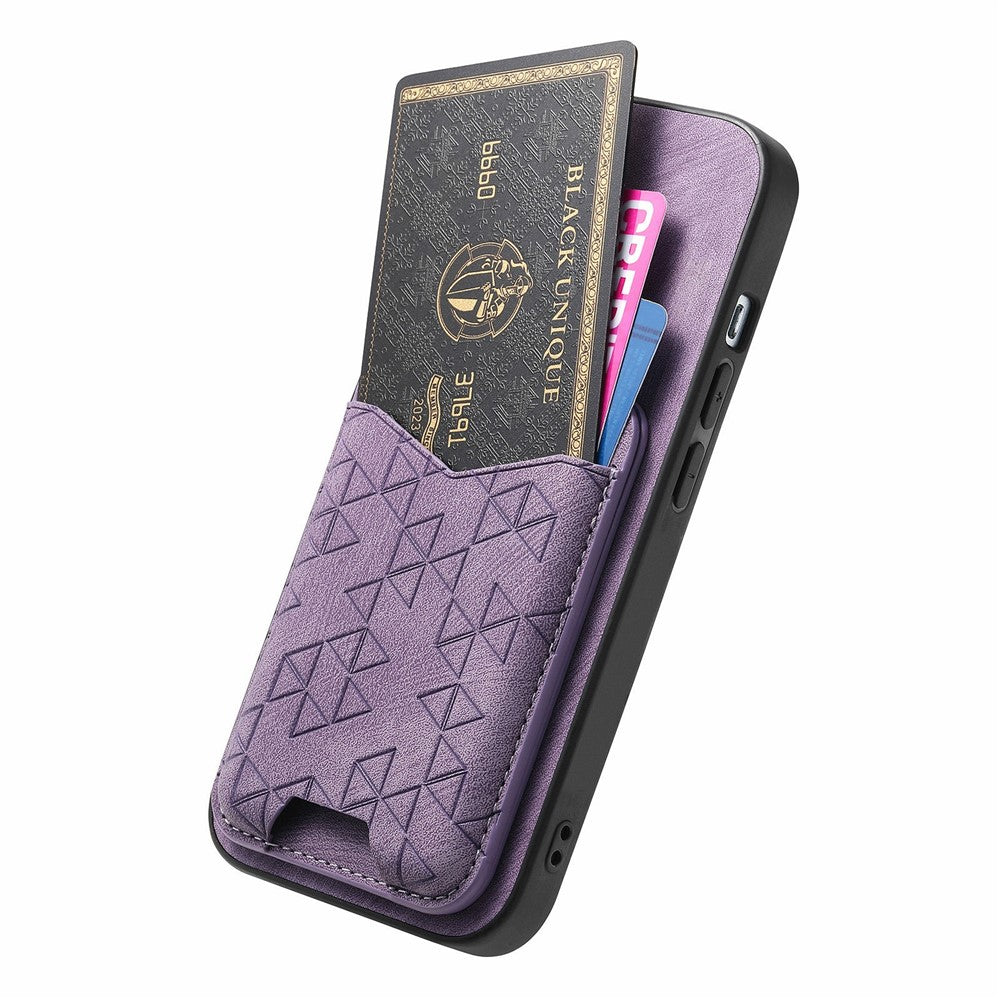 For Xiaomi 17 Pro Max Case Imprinted Pattern Card Holder Kickstand Leather Back Cover - Purple