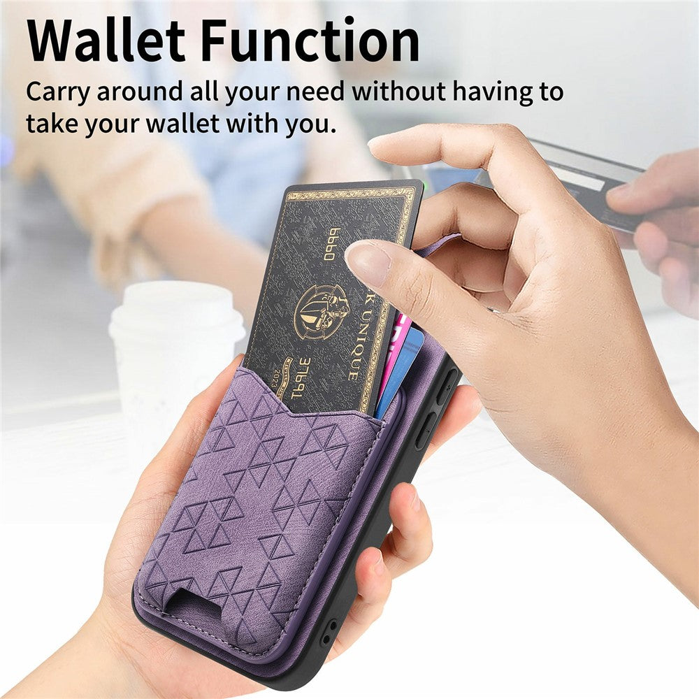 For Xiaomi 17 Pro Max Case Imprinted Pattern Card Holder Kickstand Leather Back Cover - Purple