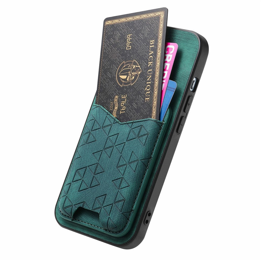 For Xiaomi 17 Pro Max Case Imprinted Pattern Card Holder Kickstand Leather Back Cover - Green
