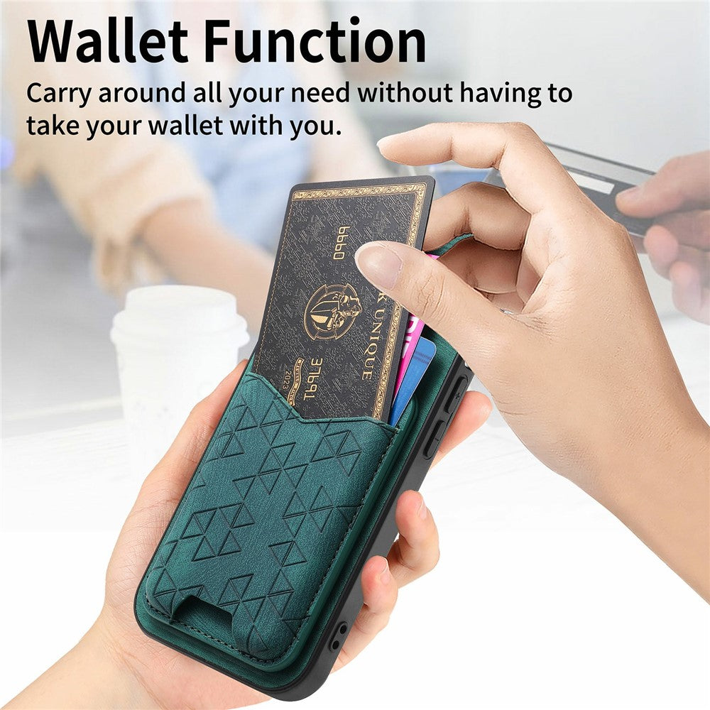 For Xiaomi 17 Pro Max Case Imprinted Pattern Card Holder Kickstand Leather Back Cover - Green