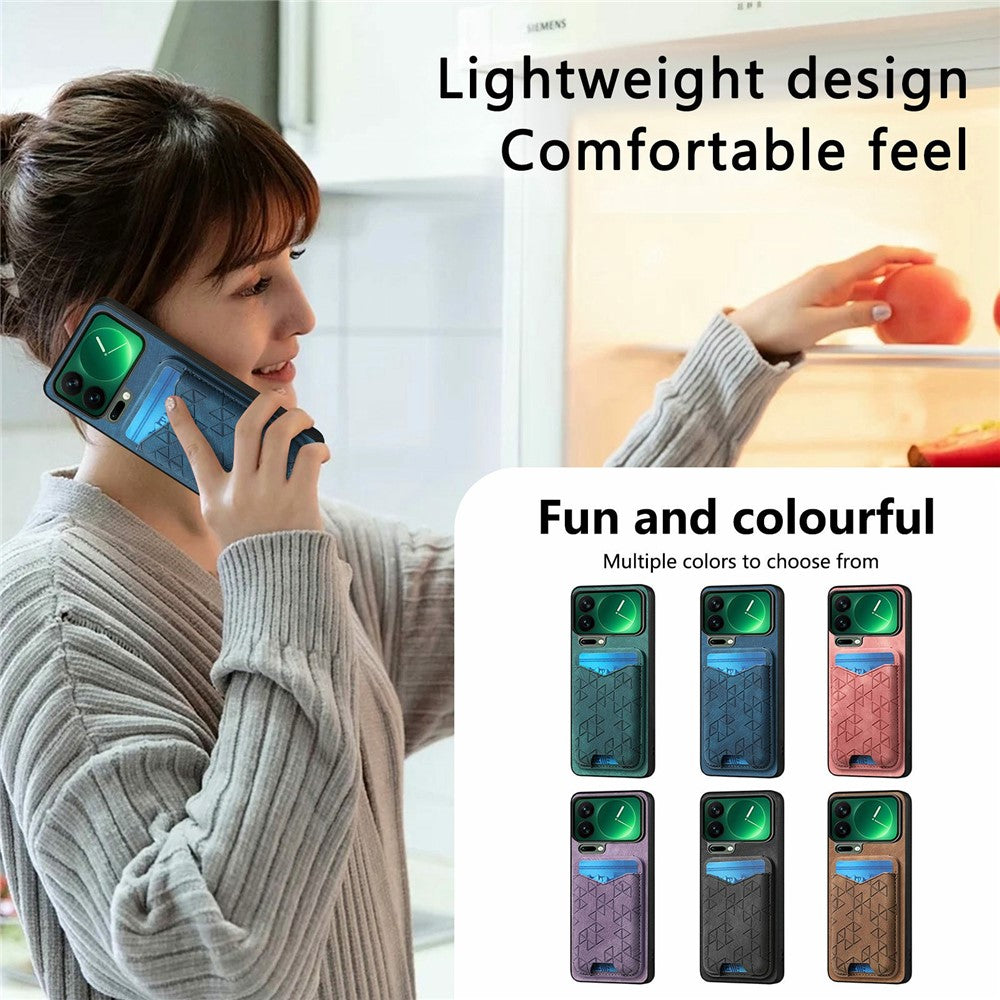 For Xiaomi 17 Pro Max Case Imprinted Pattern Card Holder Kickstand Leather Back Cover - Blue