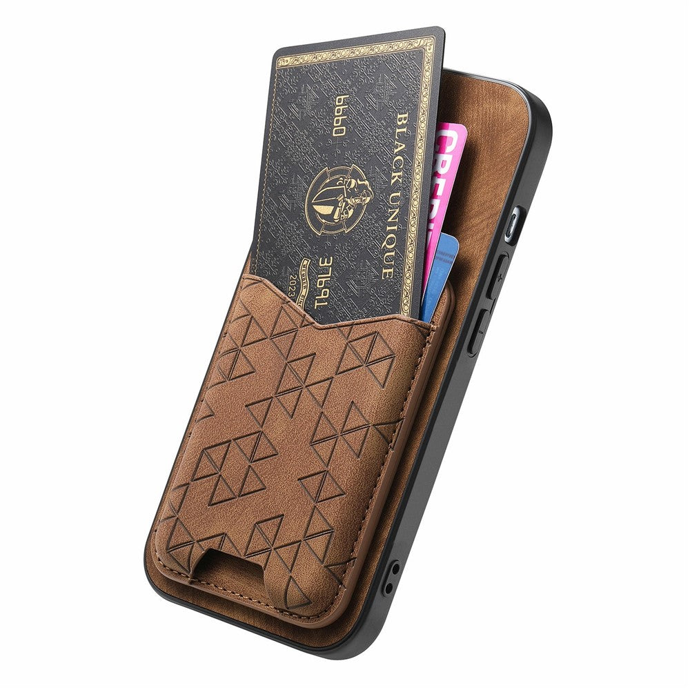 For Xiaomi 17 Pro Max Case Imprinted Pattern Card Holder Kickstand Leather Back Cover - Brown