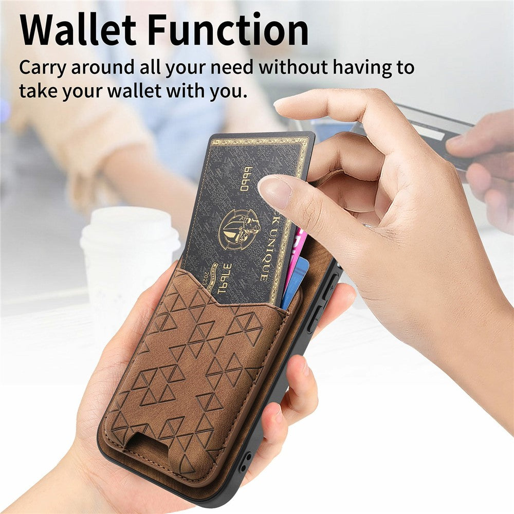 For Xiaomi 17 Pro Max Case Imprinted Pattern Card Holder Kickstand Leather Back Cover - Brown