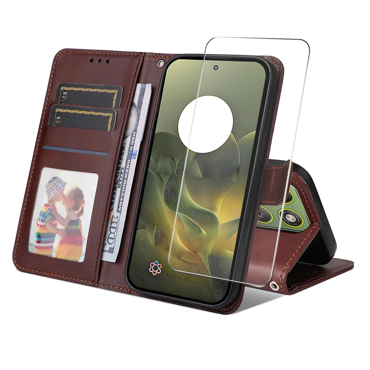 For Motorola Edge 70 5G PU Leather Wallet Case ENKAY HAT PRINCE Phone Stand Cover with 9H Tempered Glass - Brown