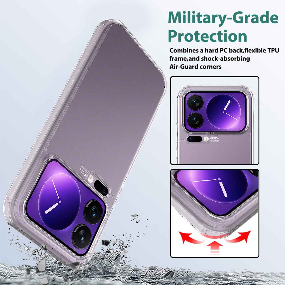 For Xiaomi 17 Pro Clear Phone Case TPU+Acrylic Shockproof Phone Back Cover - Clear