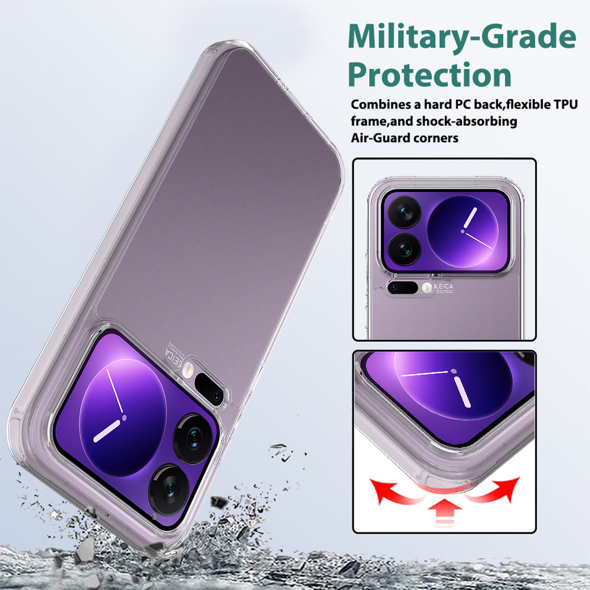For Xiaomi 17 Pro Max Clear Phone Case TPU+Acrylic Shockproof Phone Back Cover - Clear