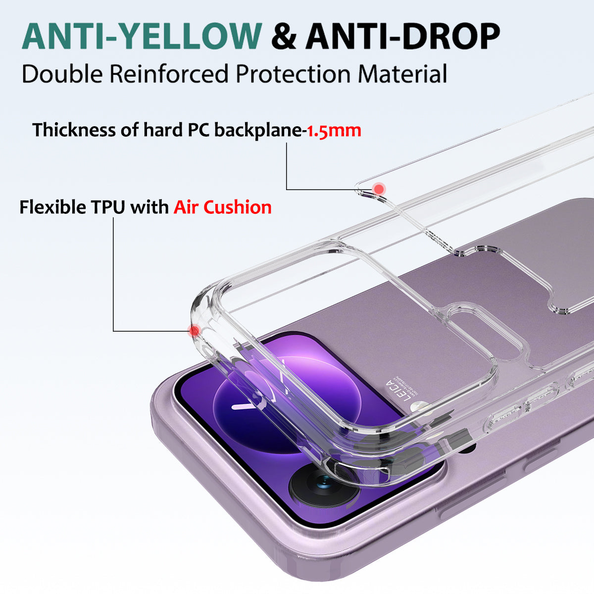For Xiaomi 17 Pro Max Clear Phone Case TPU+Acrylic Shockproof Phone Back Cover - Clear