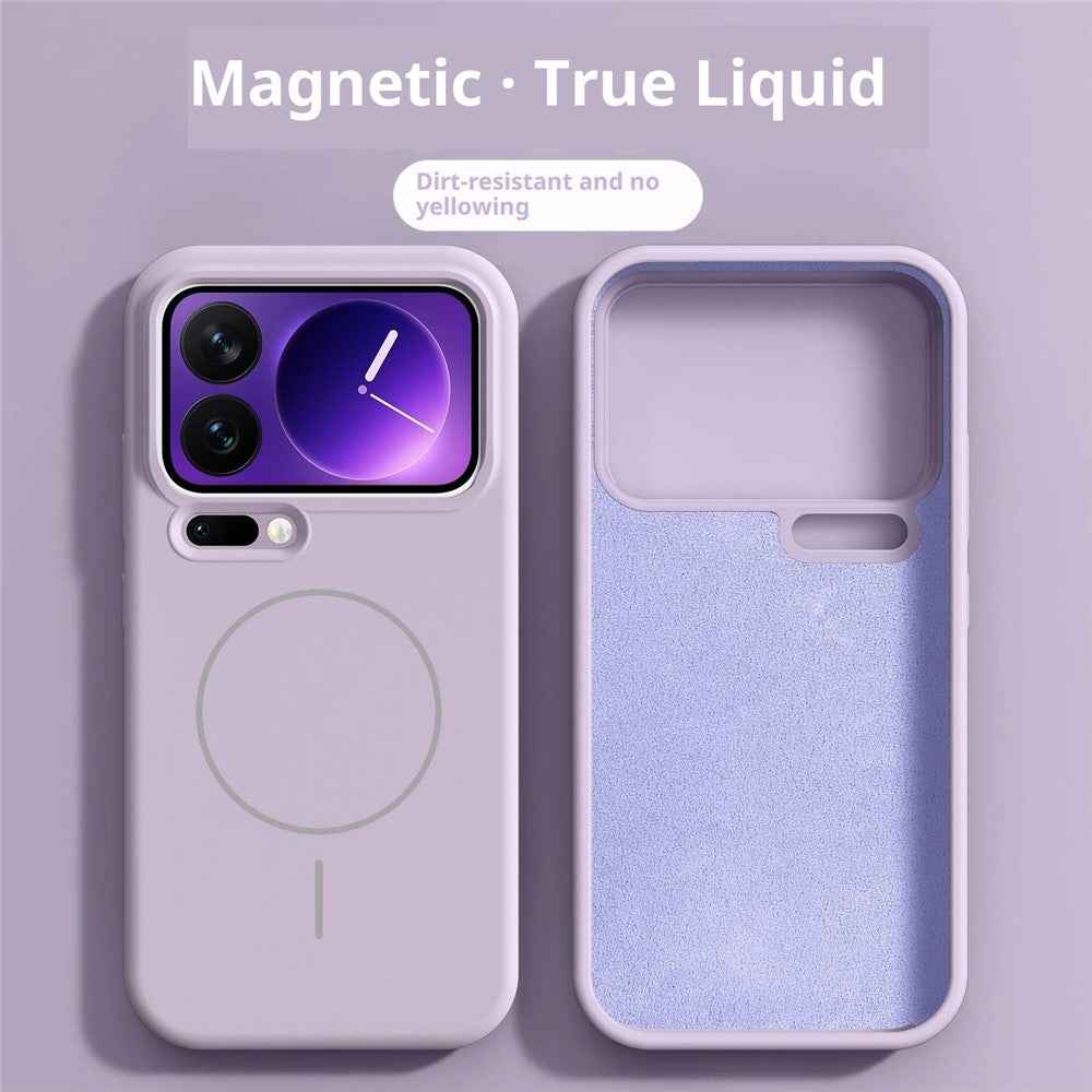 For Xiaomi 17 Pro Liquid Silicone Magnetic Case Shockproof Phone Cover with Screen Protector - Purple