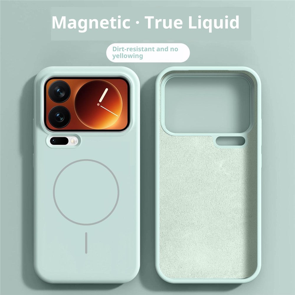 For Xiaomi 17 Pro Max Liquid Silicone Case Magnetic Case Shockproof Phone Cover with Screen Protector - Green