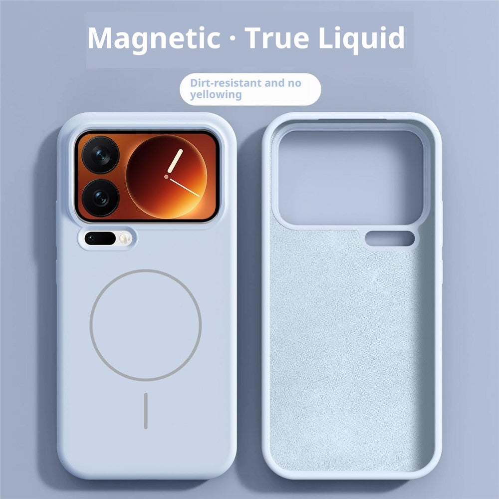 For Xiaomi 17 Pro Max Liquid Silicone Case Magnetic Case Shockproof Phone Cover with Screen Protector - Blue