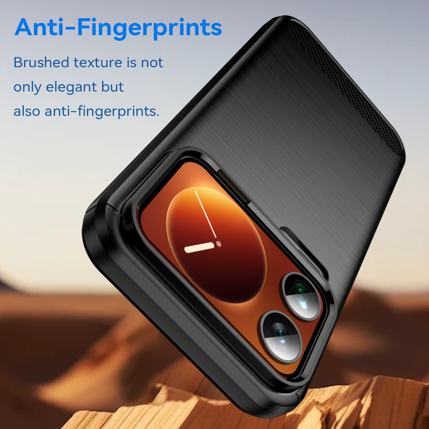 For Xiaomi 17 Pro Max Case with Screen Film WANLONFENG LS Series Big Lens Hole Brushed Texture TPU Phone Cover - Black
