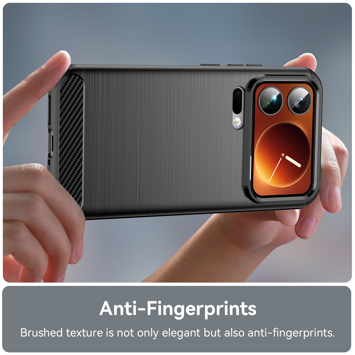 For Xiaomi 17 Pro Max Case with Screen Film WANLONFENG LS Series Big Lens Hole Brushed Texture TPU Phone Cover - Black