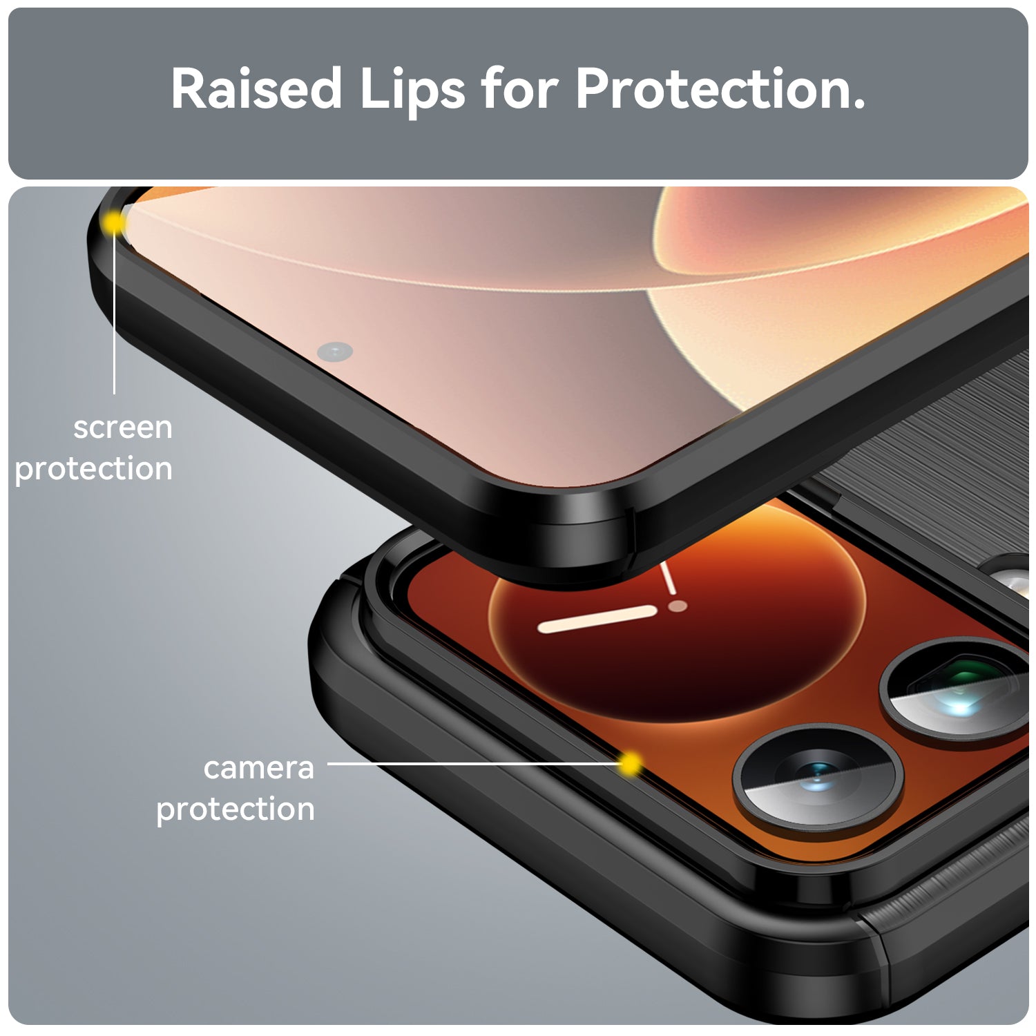 For Xiaomi 17 Pro Max Case with Screen Film WANLONFENG LS Series Big Lens Hole Brushed Texture TPU Phone Cover - Black