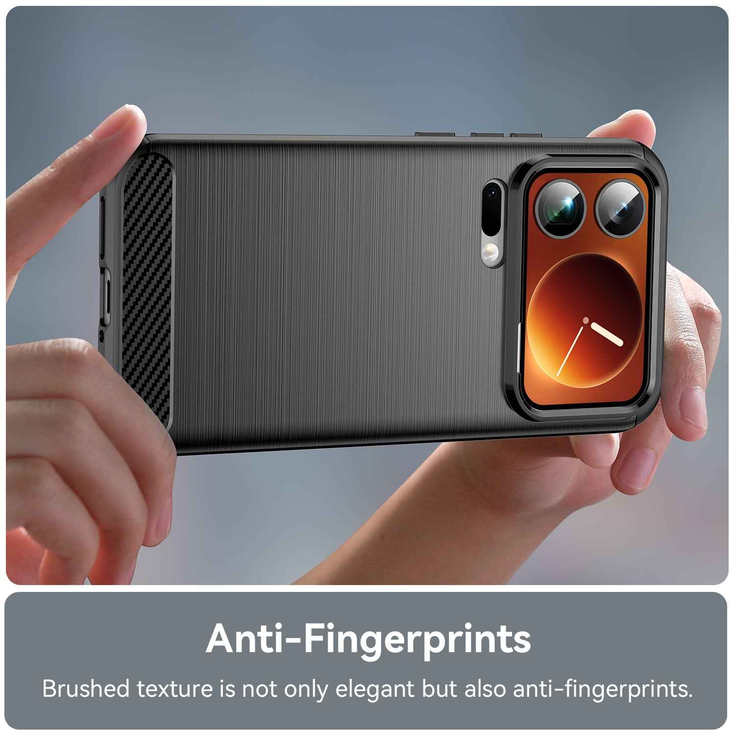 For Xiaomi 17 Pro Case with Screen Film WANLONFENG LS Series Big Lens Hole Brushed Texture TPU Phone Cover - Black