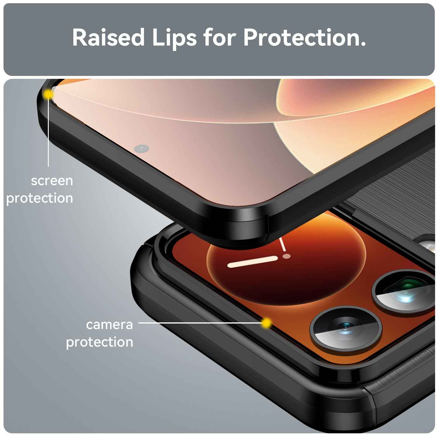 For Xiaomi 17 Pro Case with Screen Film WANLONFENG LS Series Big Lens Hole Brushed Texture TPU Phone Cover - Black